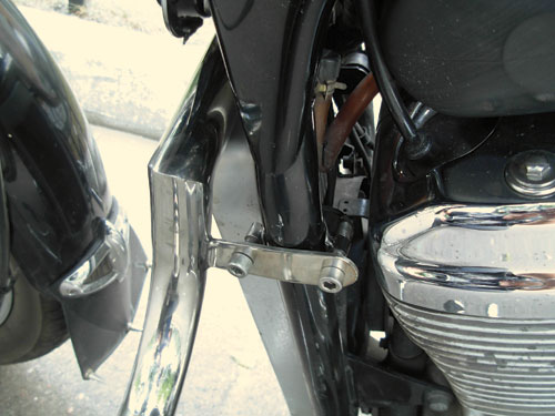 A crash bar with built-in highway pegs for Honda Steed 400 VLX